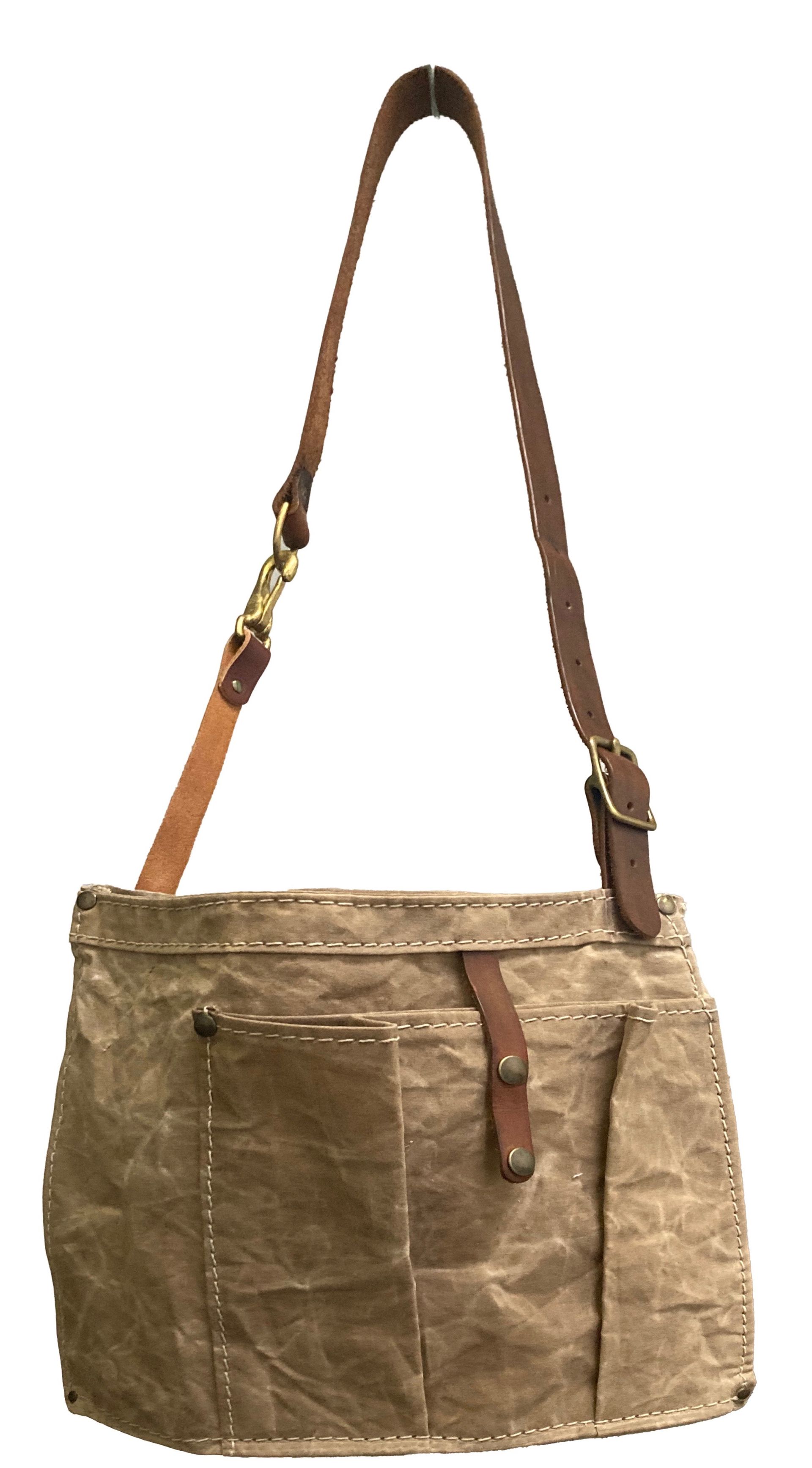 upcycle leather bag canvas schoudertas