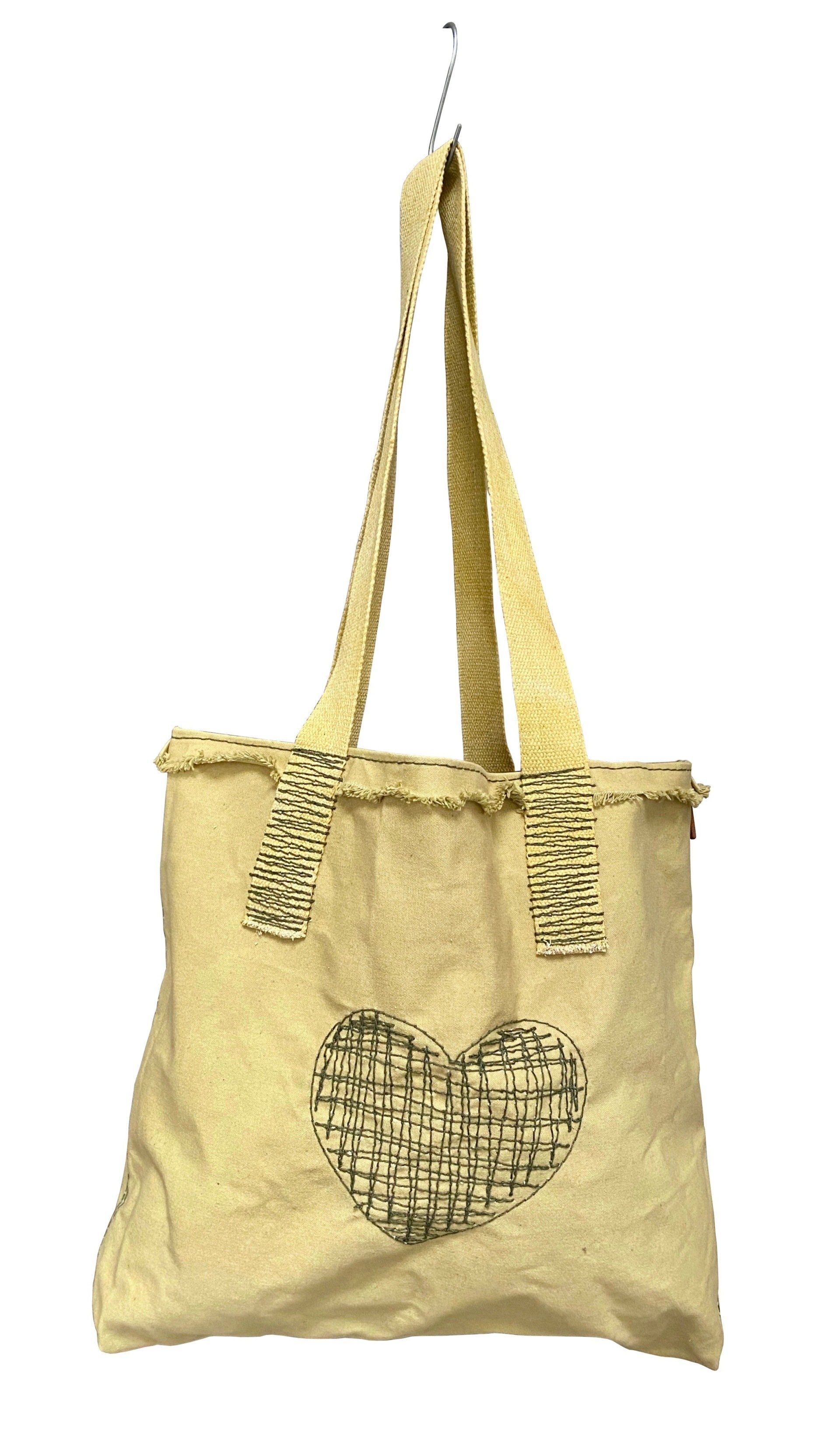 tote bag with leather carving tote bag- canvas tas- schoudertas