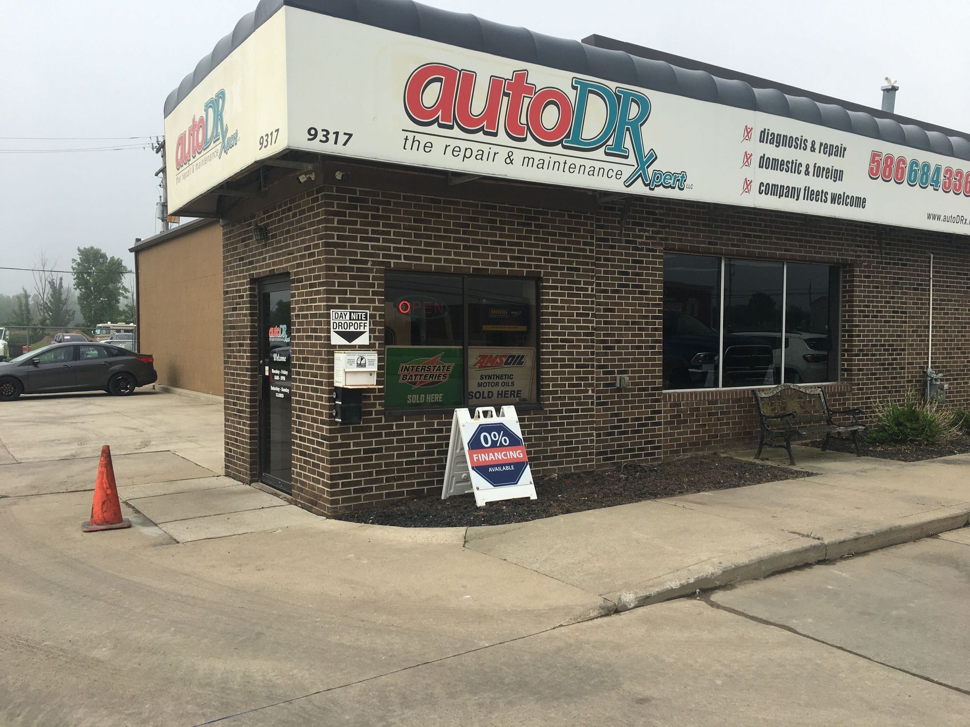 Auto DR Auto Repair Shop Exterior With Corner Signage | Auto DR