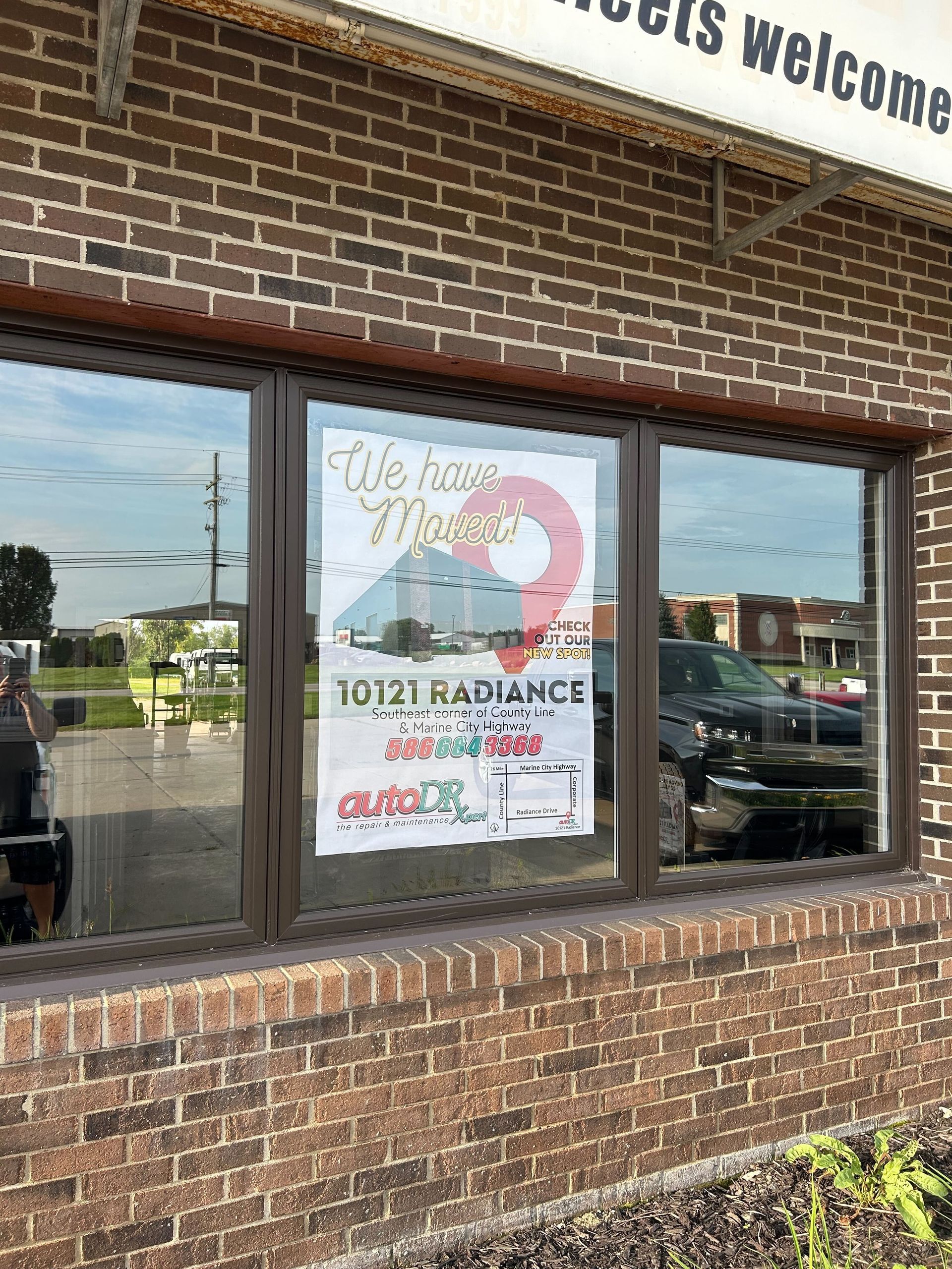 Auto Repair Shop Window Sign With Business Branding | Auto DR