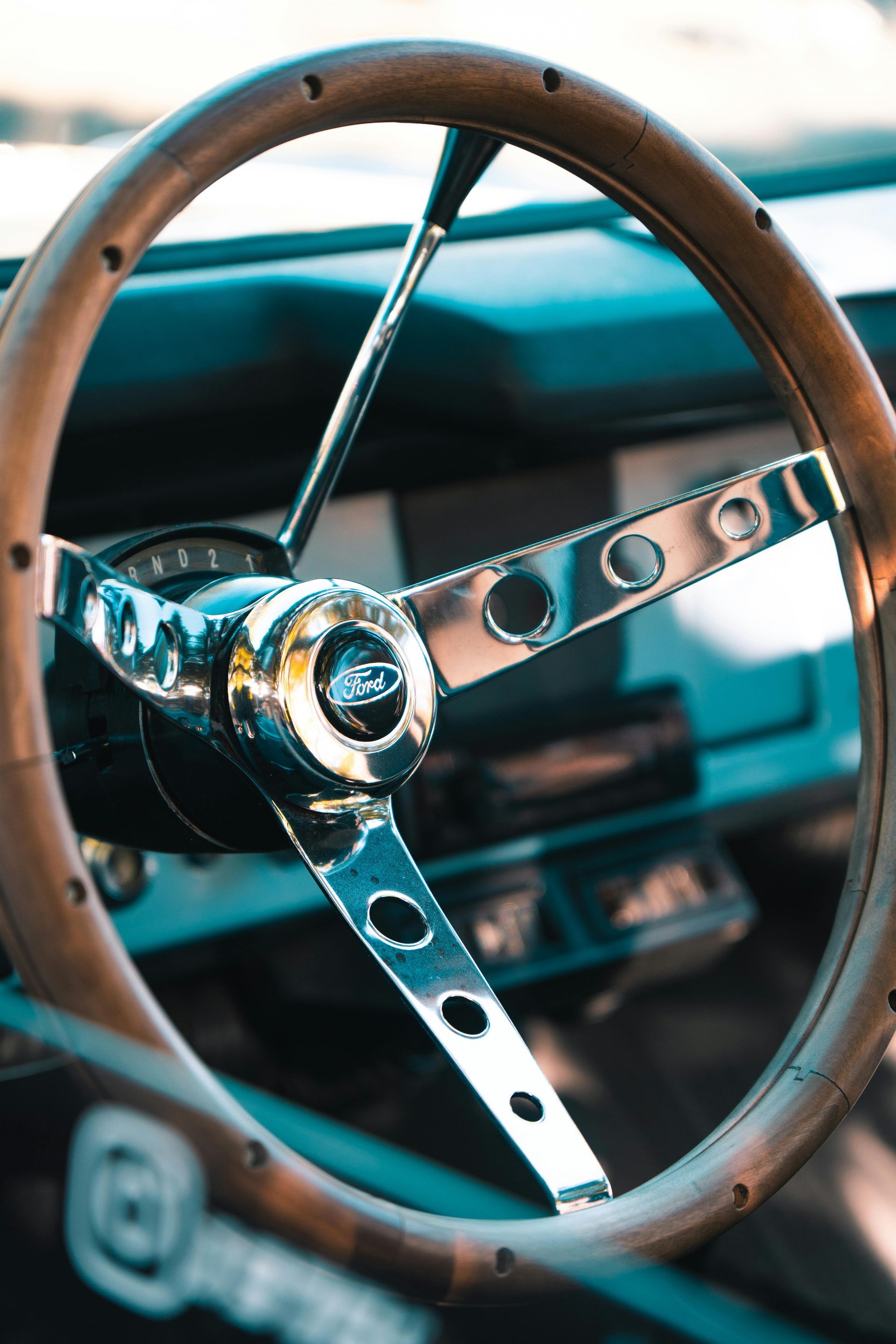 The steering wheel of a Ford vehicle from a customer in St. Clair County who brought their car to Auto DR.