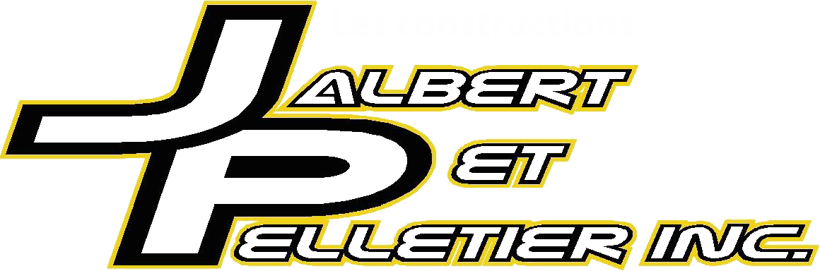 Logo de JP Albert Pelletier Inc. en lettres blanches bordées de noir et de jaune.
