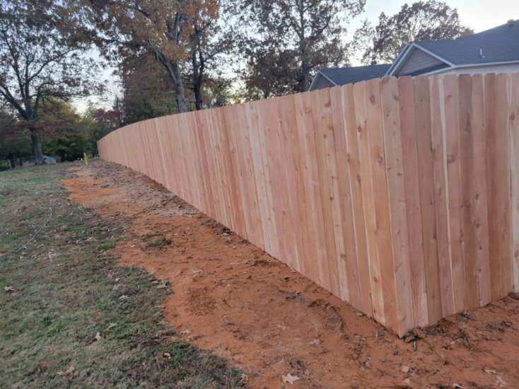Residential wood privacy fence installed near Ozark, Missouri
