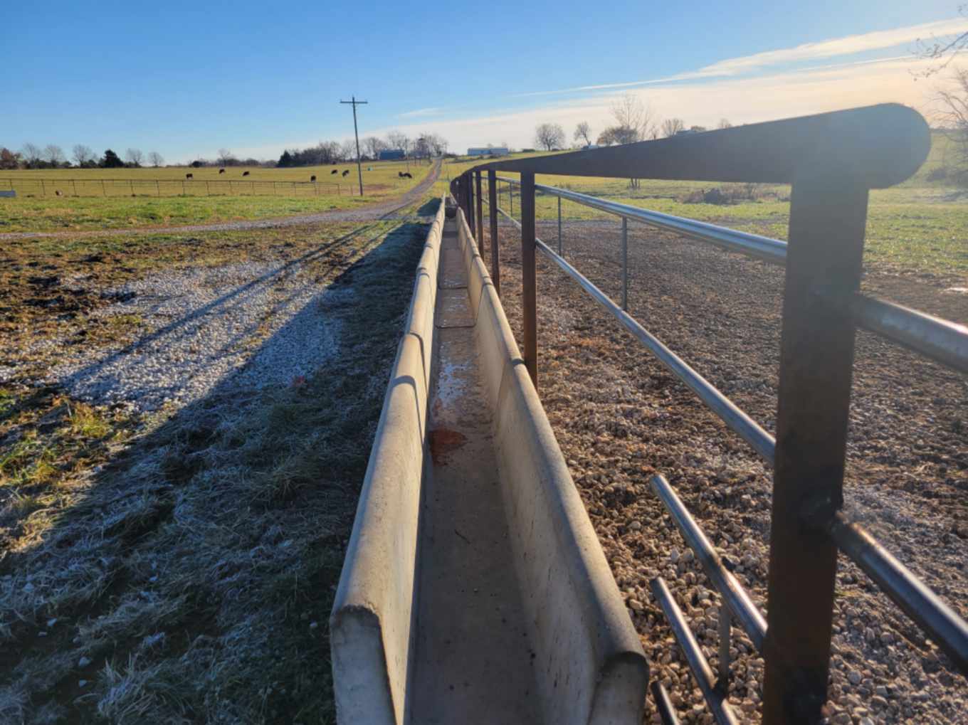 Agricultural livestock fencing beside a rural pasture near Buffalo, Missouri
