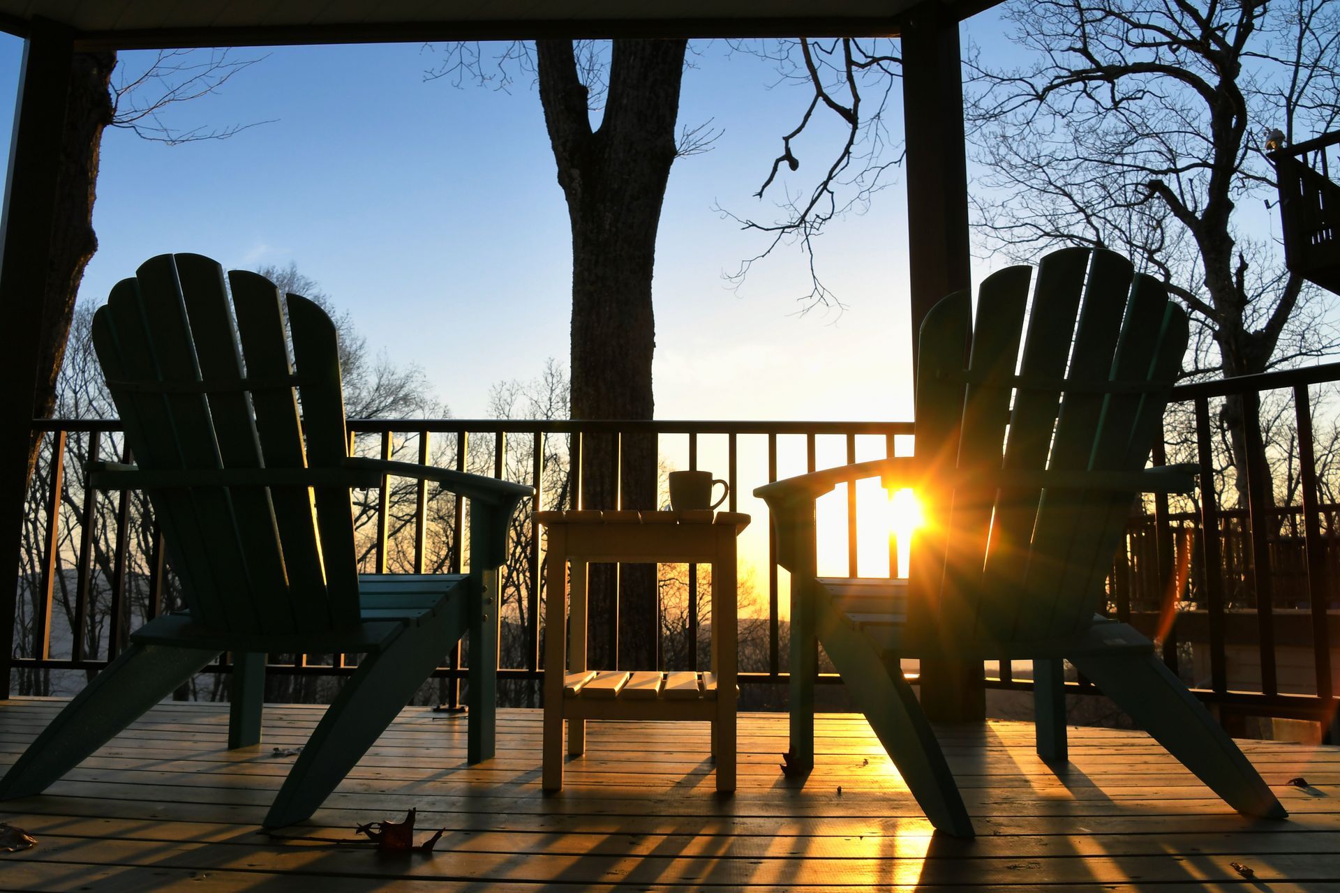 Morning view through a fenced outdoor area near Springfield, Missouri