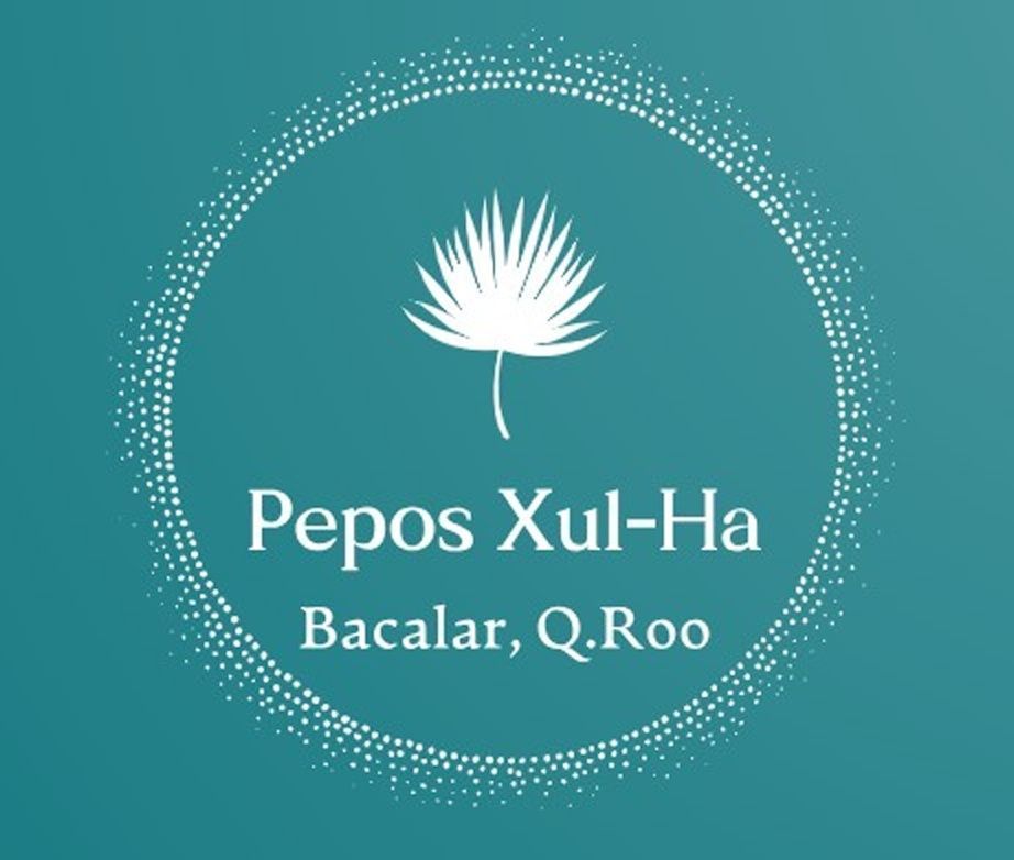 Un icono de una hoja de palma blanca y el texto