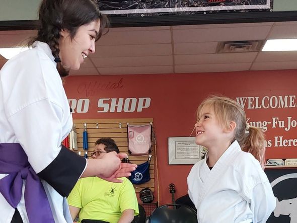 Kids practicing Kung Fu stance
