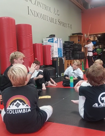 Student practicing a quiet, concentrated form