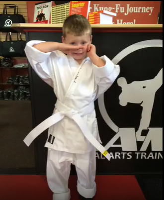 Hunter practicing a Kung Fu stance