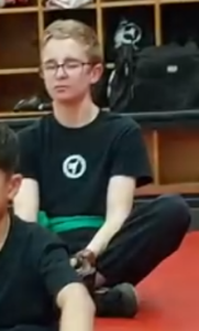 Focused teen martial arts student practicing a form