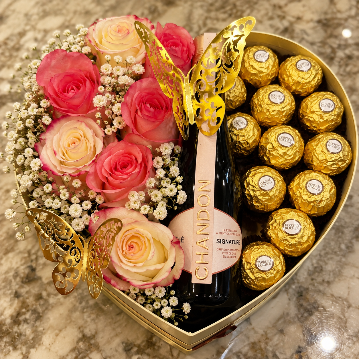 Box rosas, ferrero y rose