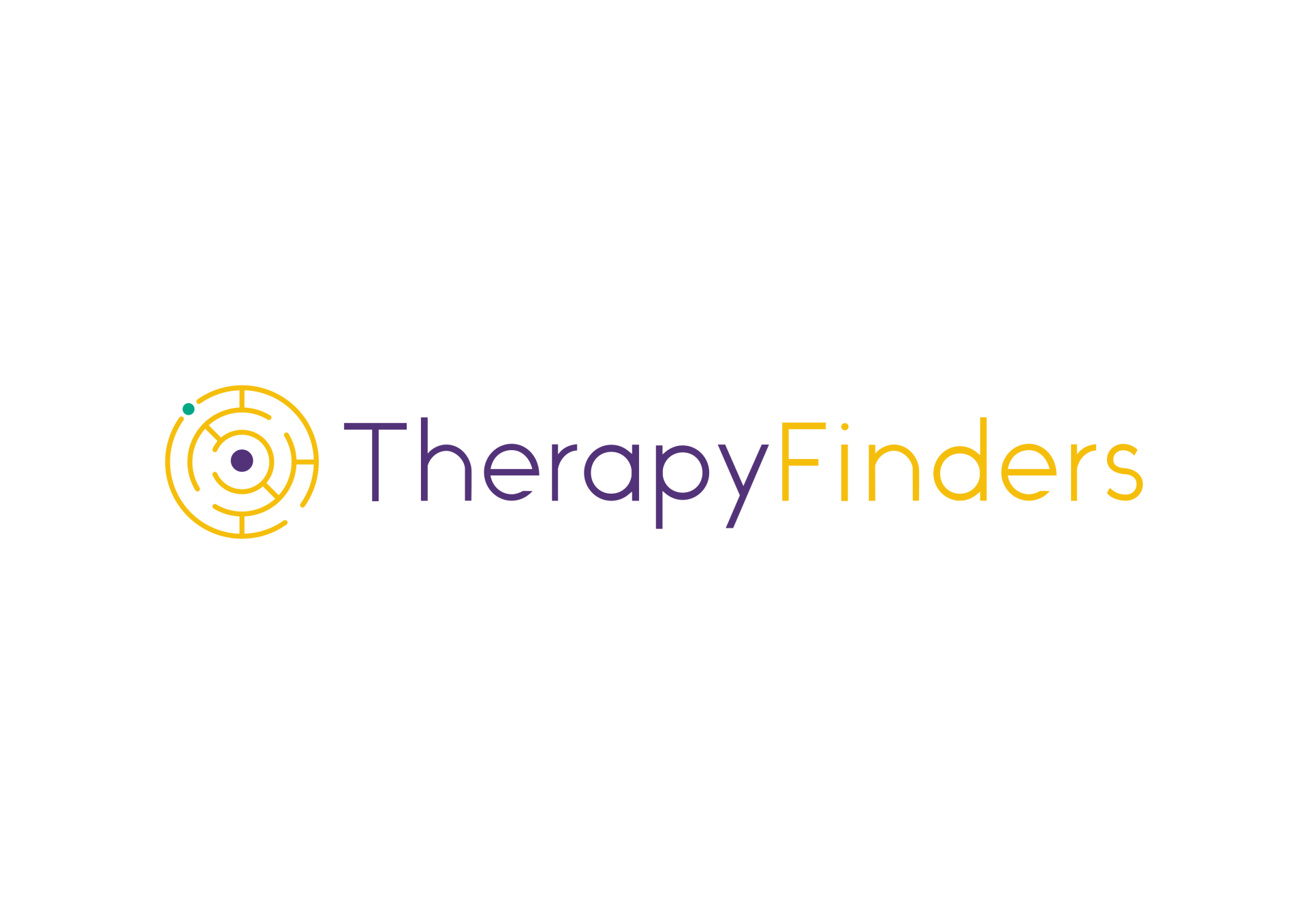A logo for a company called therapy finders with a maze in the middle.