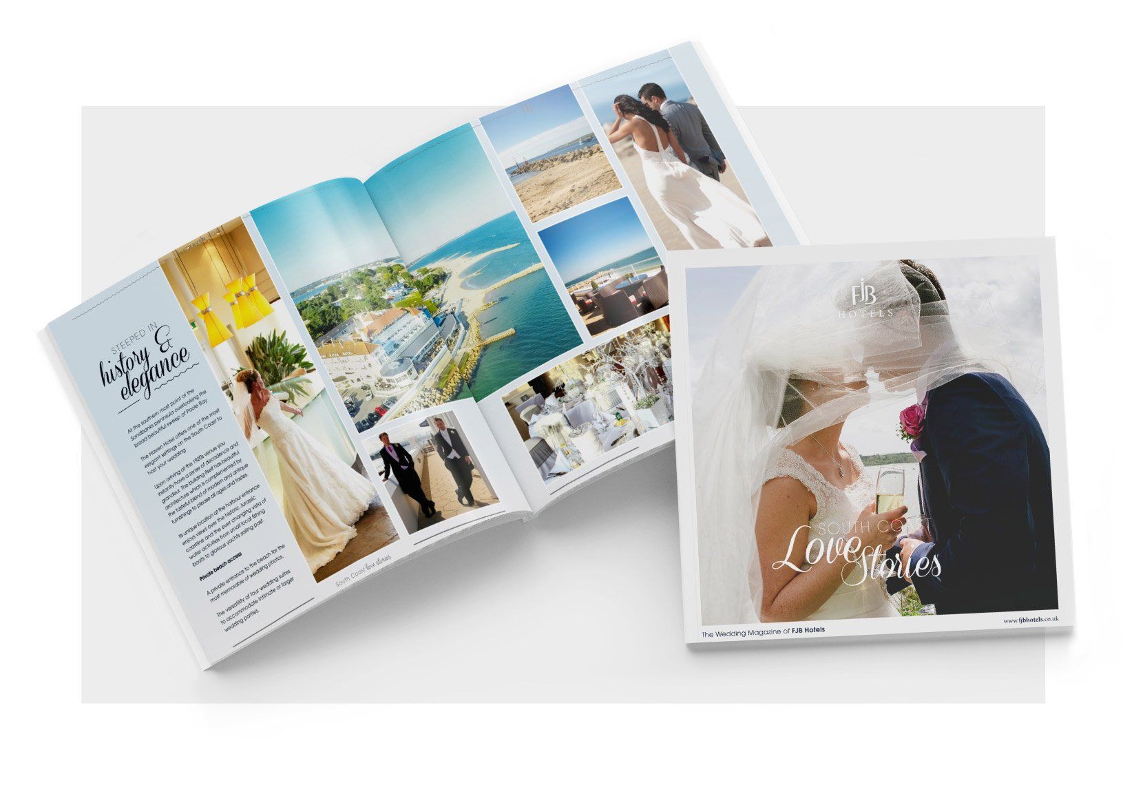 A wedding brochure with a bride and groom on it.