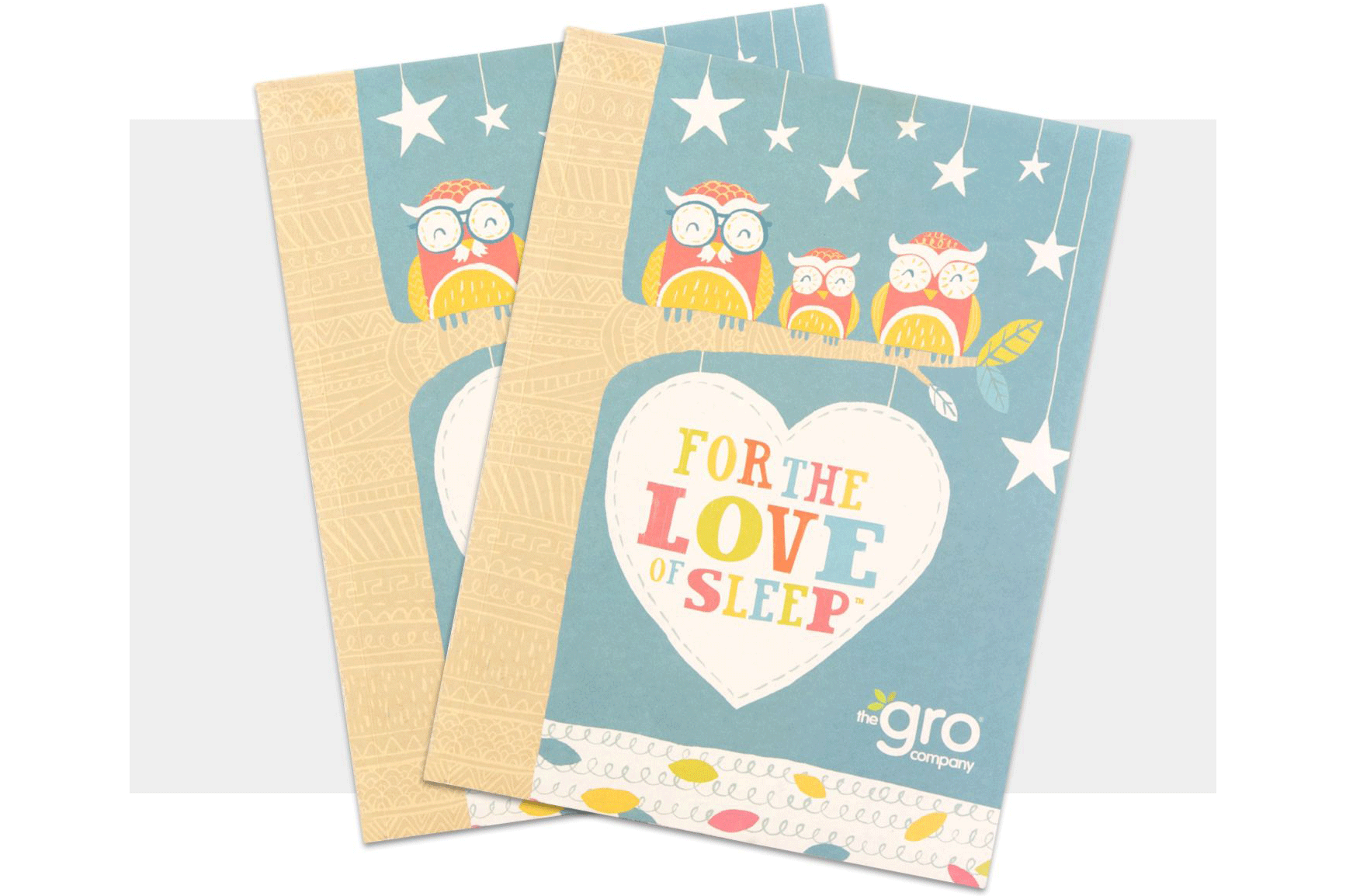 Three cards with owls on them are stacked on top of each other.