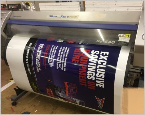 A large poster that says exclusive savings on equipment