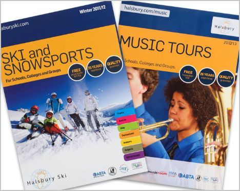 Two brochures for ski and snowsports and music tours