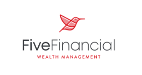 A logo for five financial wealth management with a hummingbird on it