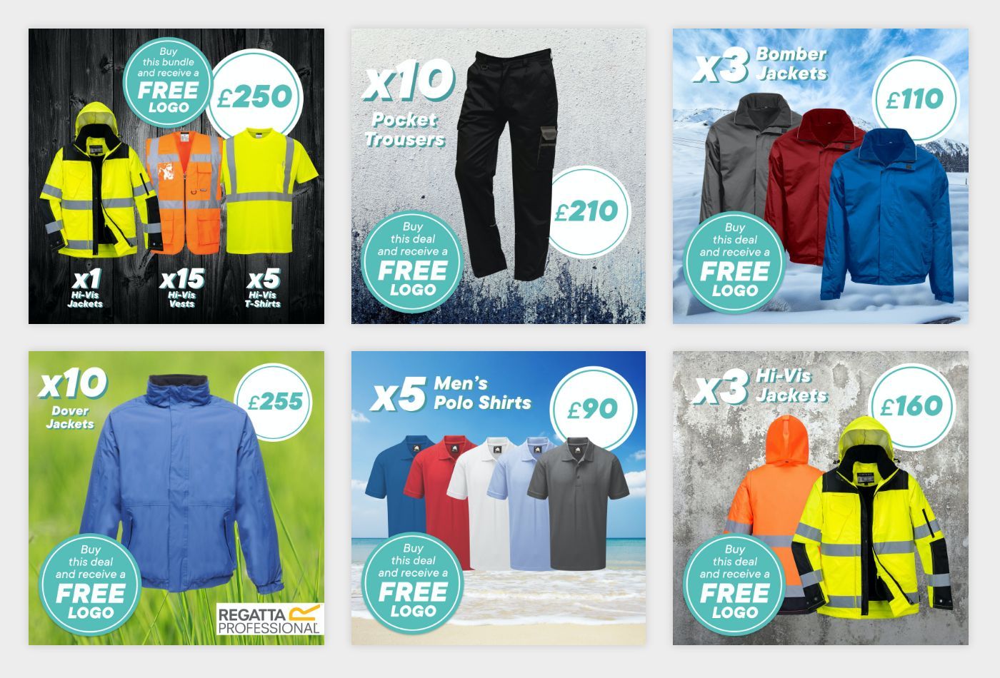 There are many different types of clothes and jackets for sale.