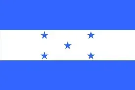 Honduras flag with blue-white-blue horizontal stripes and five blue stars on the white band