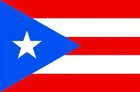 Puerto Rico flag with blue triangle, white star, and red and white stripes