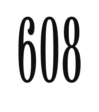 608 in pink over orange CHALMERS on a pink rectangular highlight.