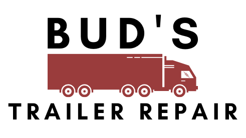 Bud's Trailer Repair logo with black text and a red trailer graphic