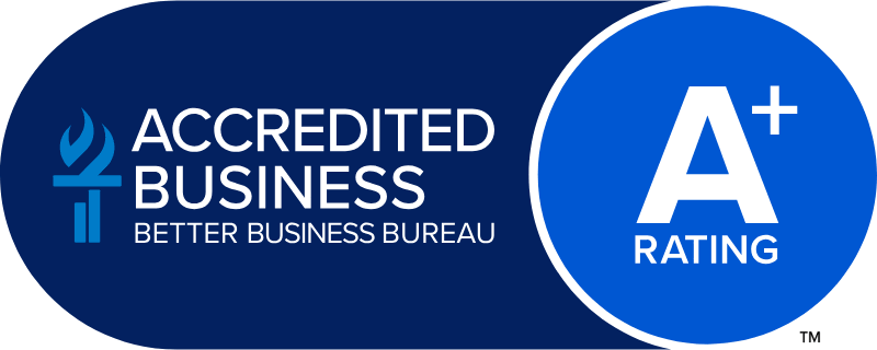 Accredited Business Bureau Better Business Bureau logo on a blue oval background