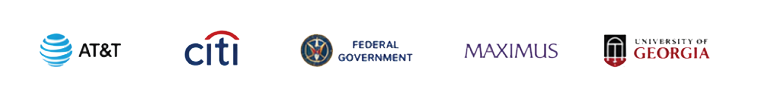 Row of five partner logos on a white background, including AT&T, Citi, and Georgia