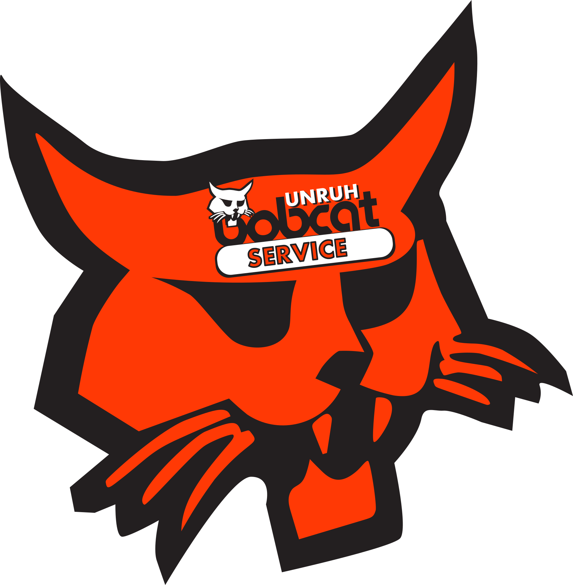 An orange and black bobcat service logo on a white background