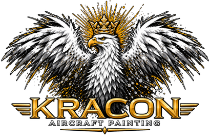 Kraccon Aircraft logo: blue/red gradient text with arrow, and the word