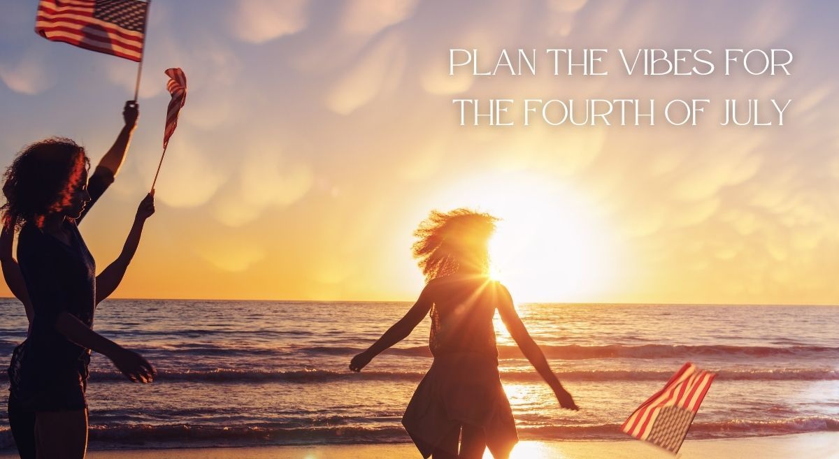 People celebrating the 4th of July on the beach.