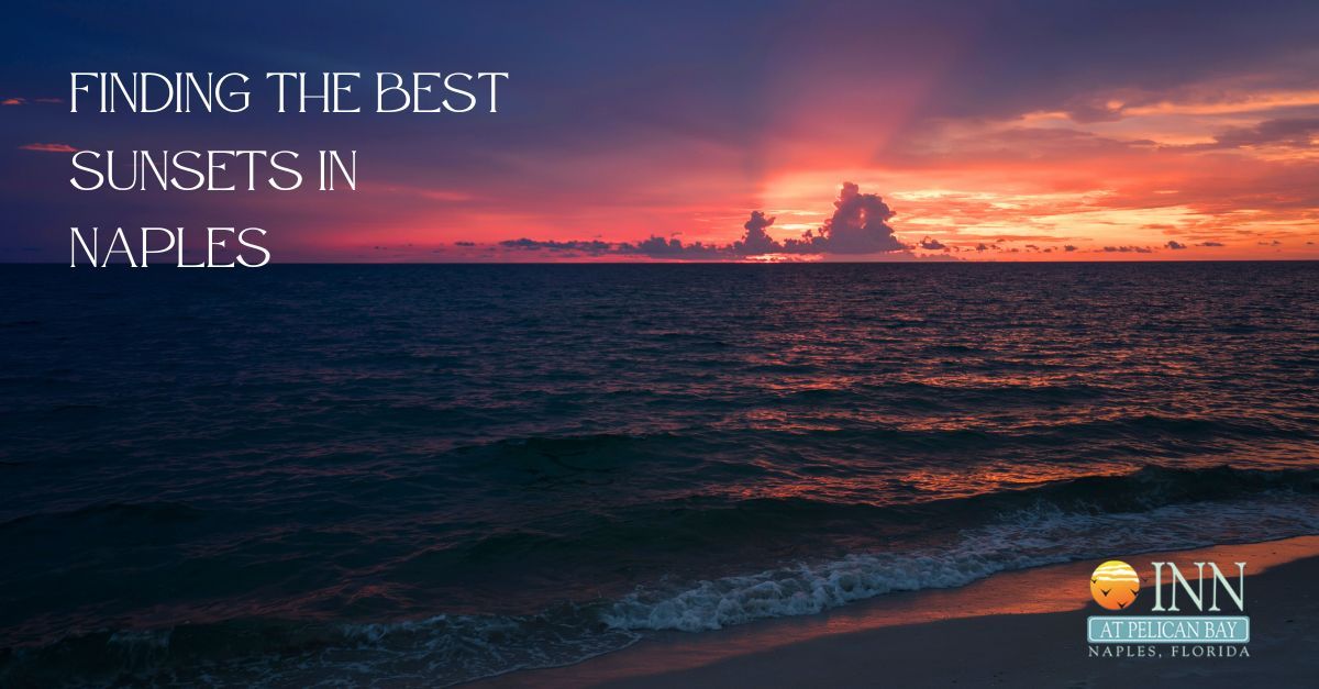 An advertisement for finding the best sunsets in naples