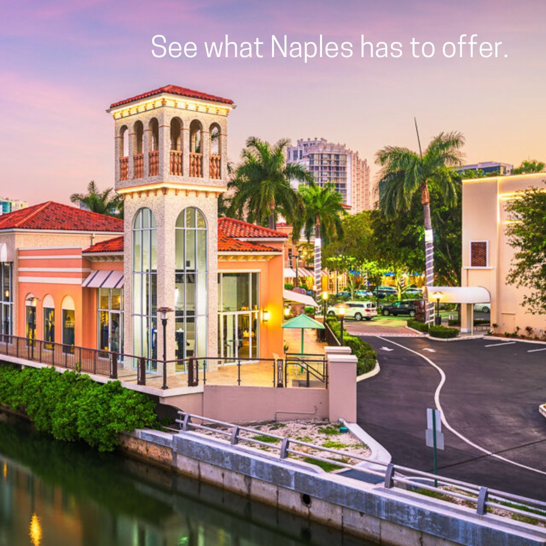 A picture of a city with the words see what naples has to offer