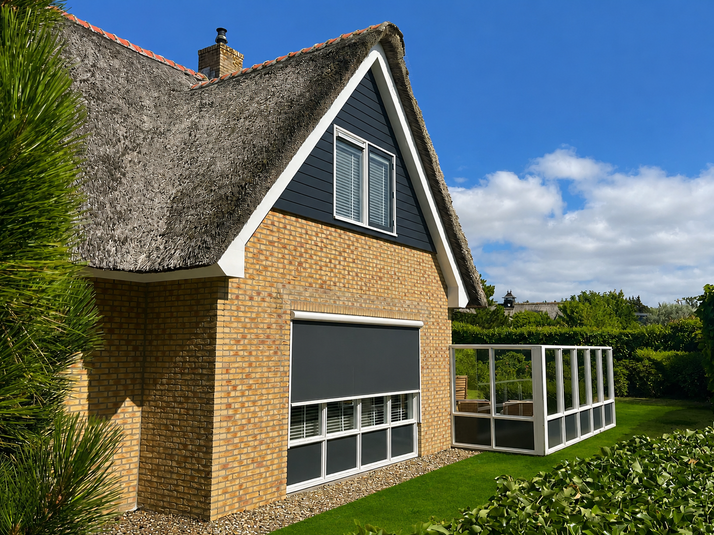 Recreatievilla Vogelmient 15 op Texel met rieten dak en tuin