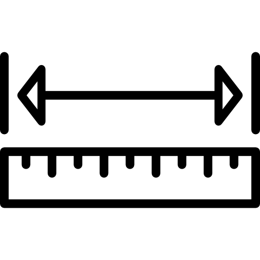 A ruler with two arrows pointing in opposite directions free icon
