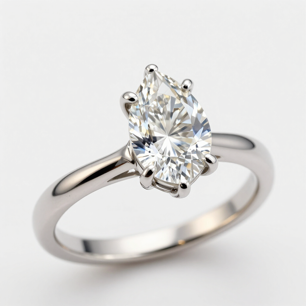 Platinum solitaire with pear-shaped diamond