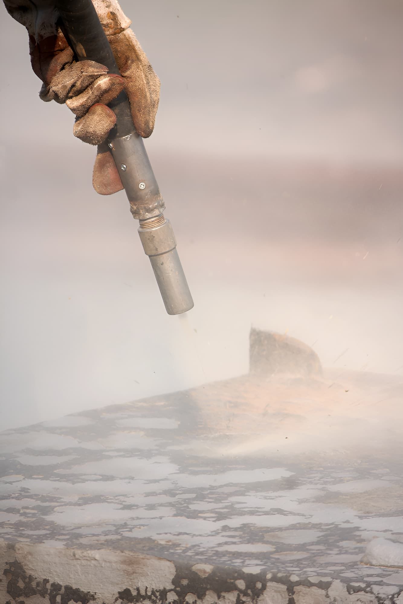 A Person is Holding a Sand Blaster in Their Hand — Veramax Industries in Whitsundays, QLD
