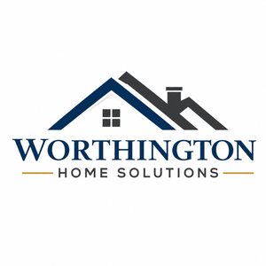 Logo for Vanguard Construction: Yellow house outline with tools, blue and yellow color scheme.