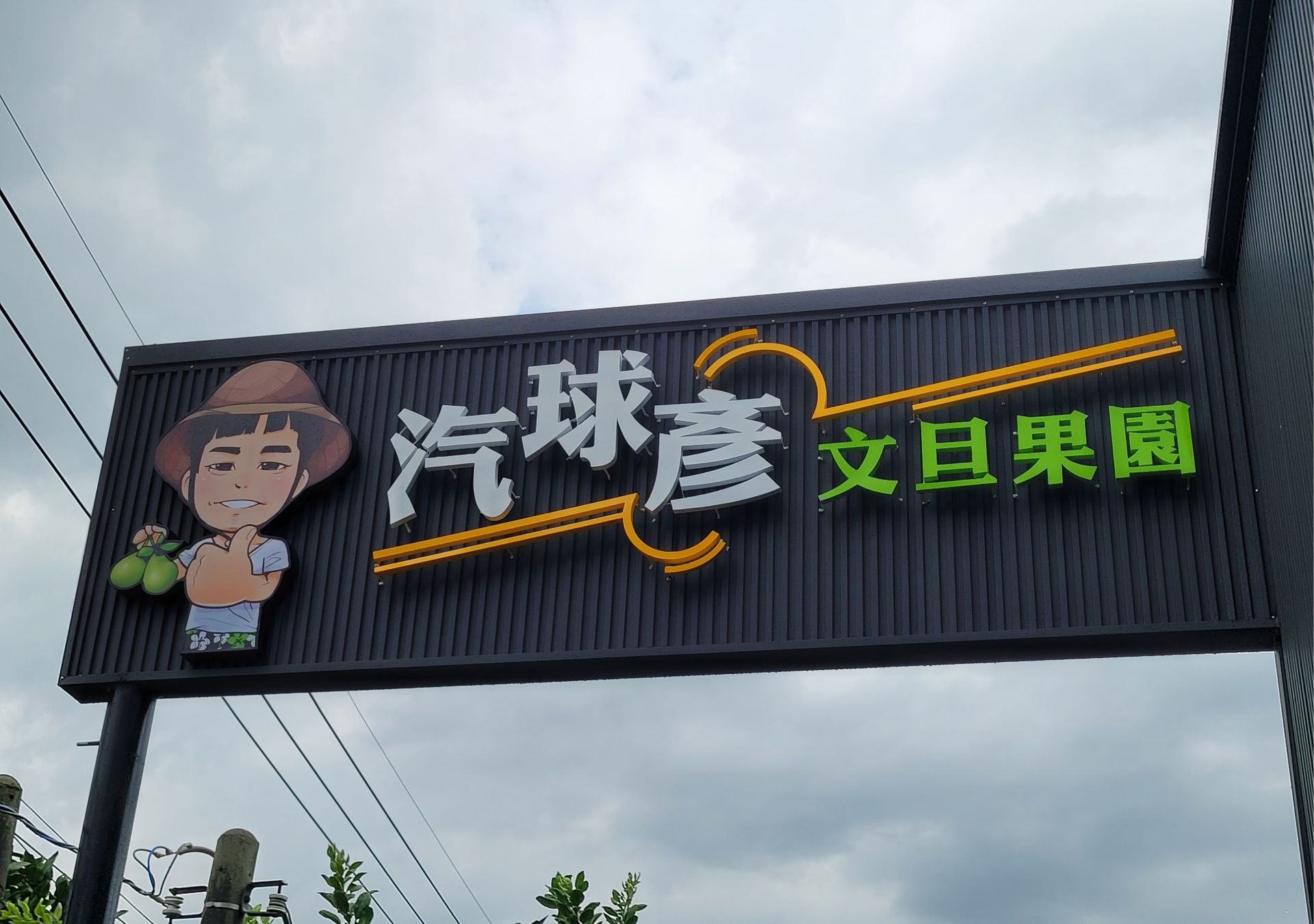 企口板招牌-汽球彥文旦果園
