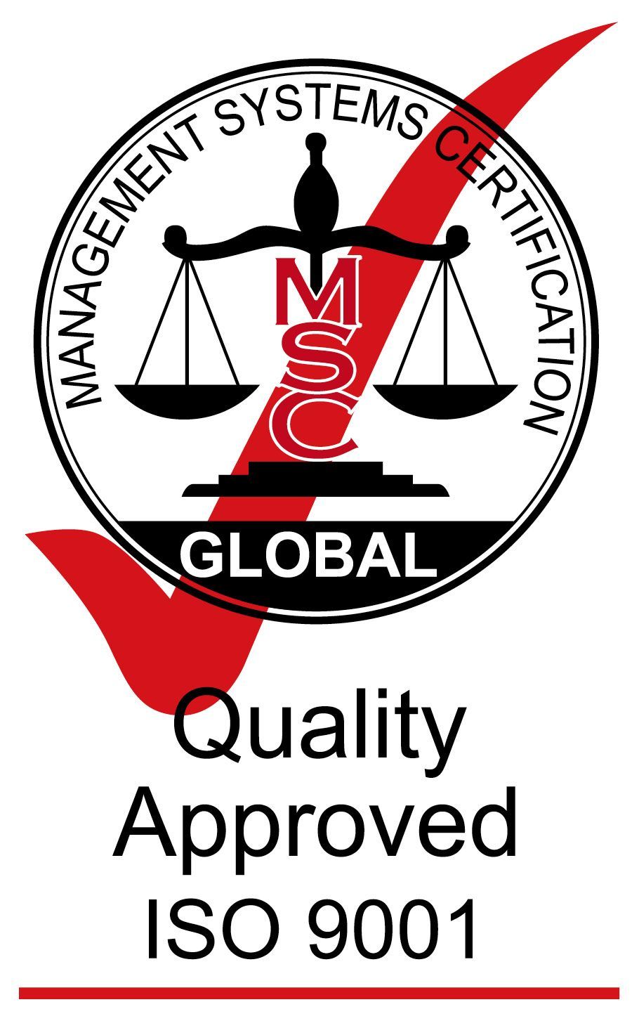 A logo that says quality approved iso 9001