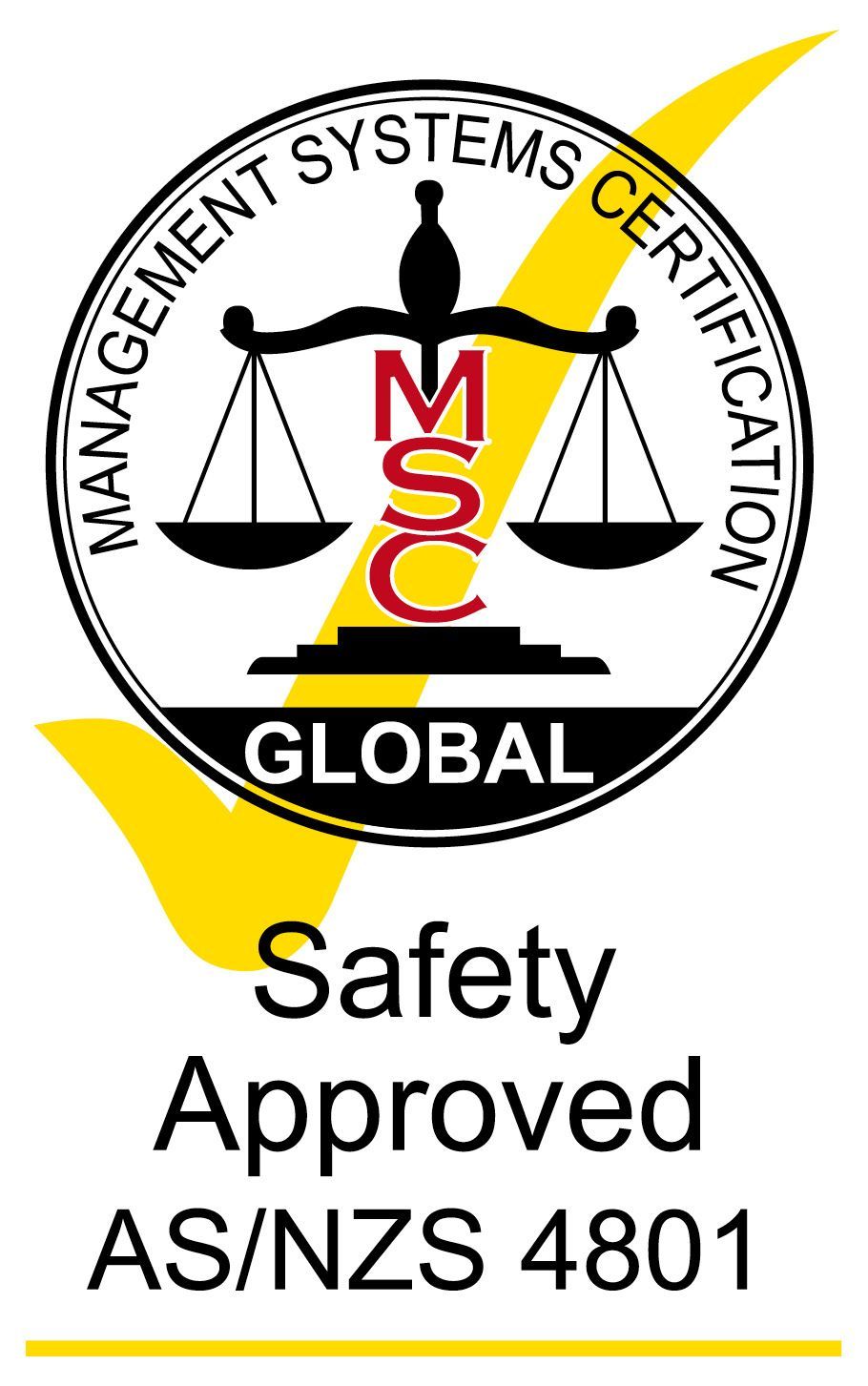 A logo that says safety approved as / nzs 4801