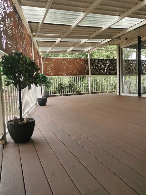 decking with plants