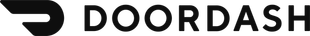 DoorDash logo with black stylized βDβ icon and wordmark on a white background