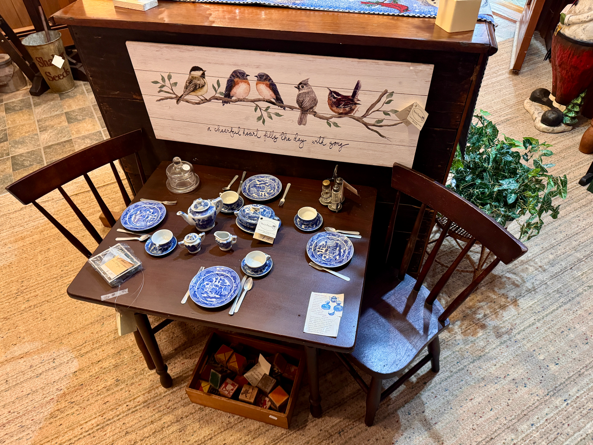Child's Table and Dishes