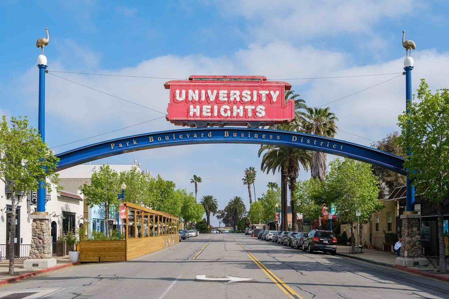University Heights entryway sign over boulevard