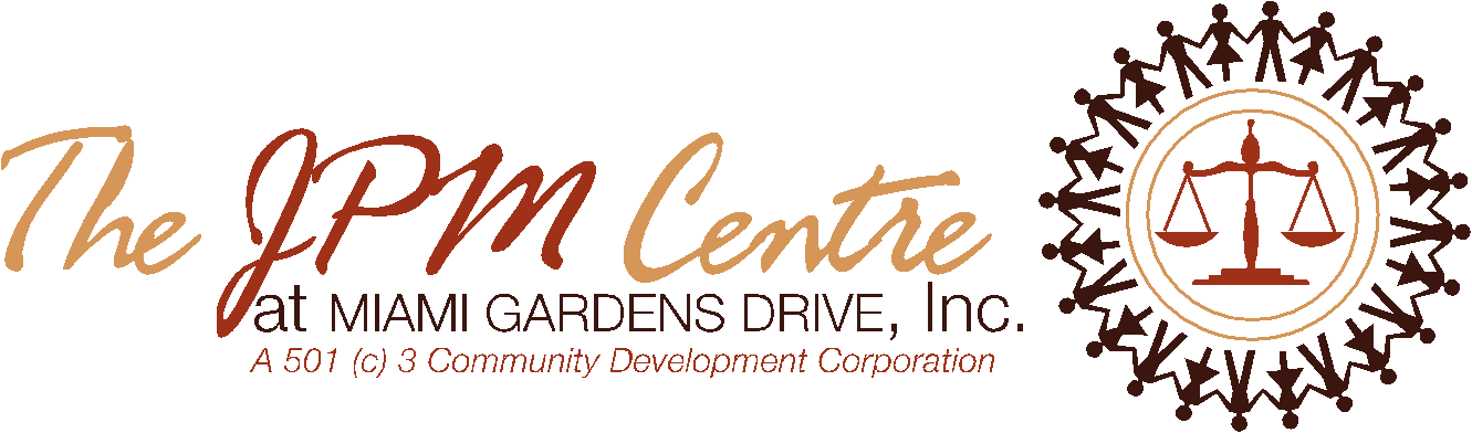 The logo for the jpm centre at miami gardens drive inc.
