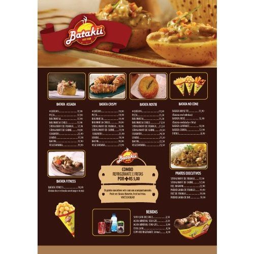 Um menu para bataki mostra uma variedade de alimentos