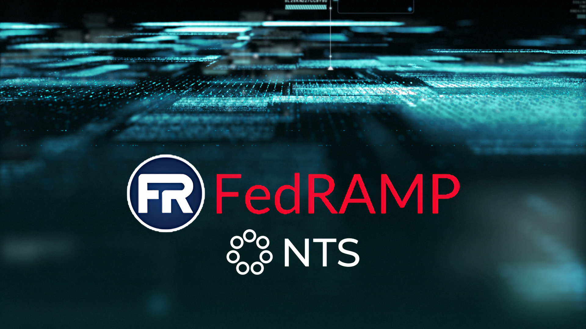 FedRAMP NTS logo on a dark blue digital background