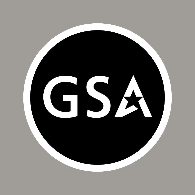 GSA logo: white letters 