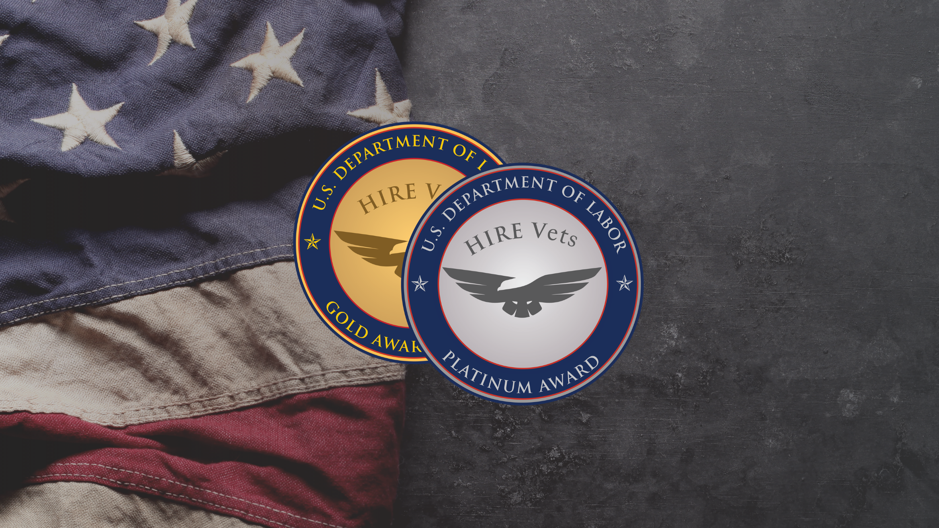 U.S. flag background with overlapping FAA and Air Force emblems on a dark surface